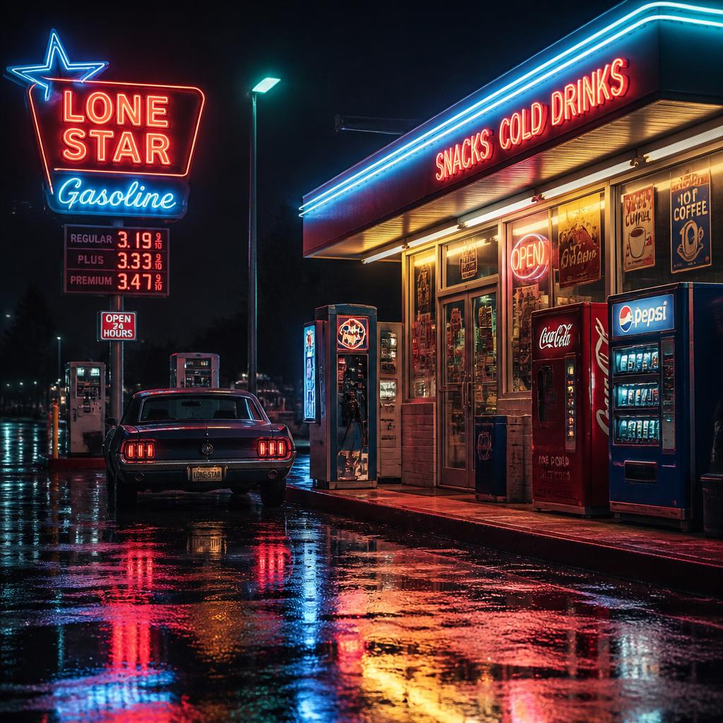 Neon Gas Station